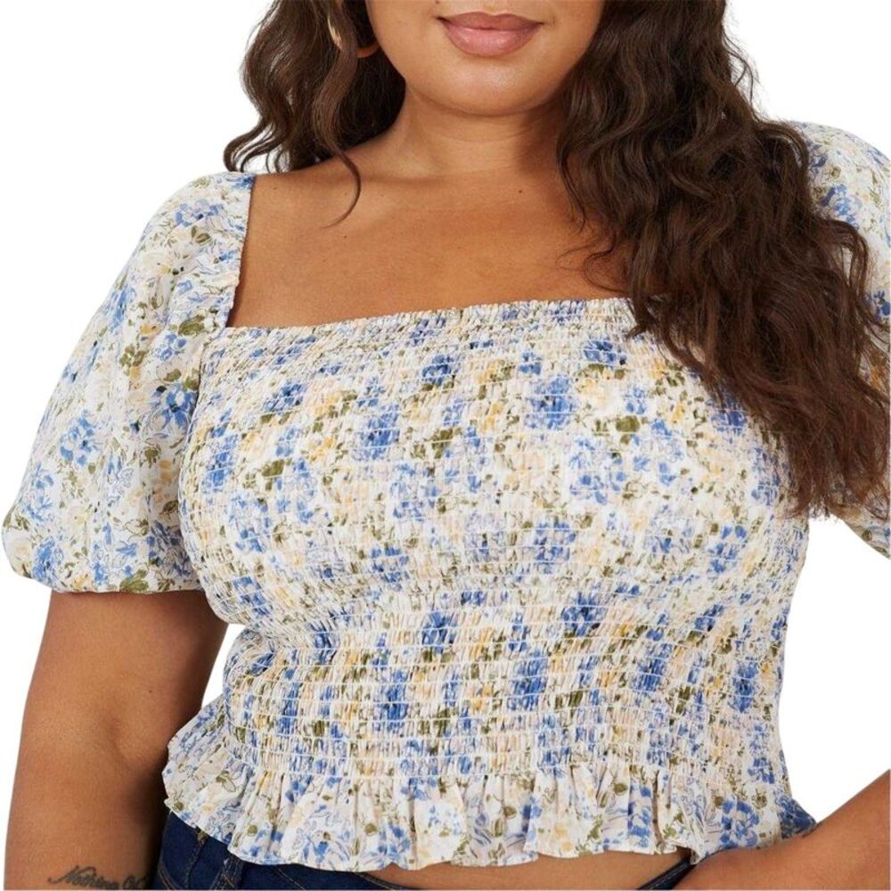 Brave Soul Womens/Ladies Floral Ruched Top / Blue